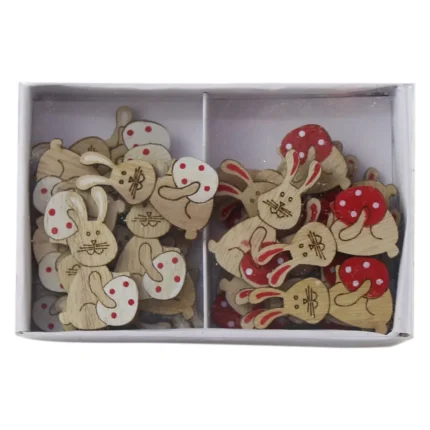 Set 24 decor Iepuras din lemn 4 cm